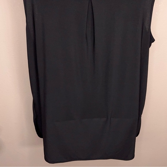 Petite Large Dressbarn Black Ivory Mesh Lace Front Sleeveless Top Keyhole Neck - Picture 5 of 13